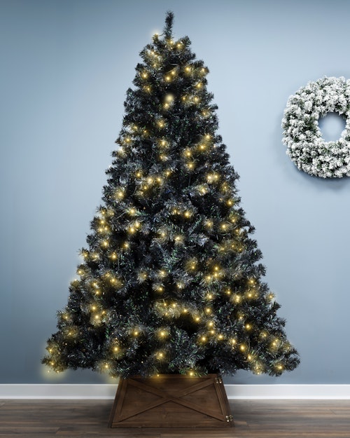 The 6ft Pre-lit Black Iridescence Pine Tree with Warm White Lights