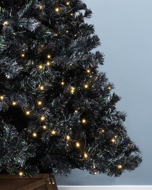 The 6ft Pre-lit Black Iridescence Pine Tree with Warm White Lights
